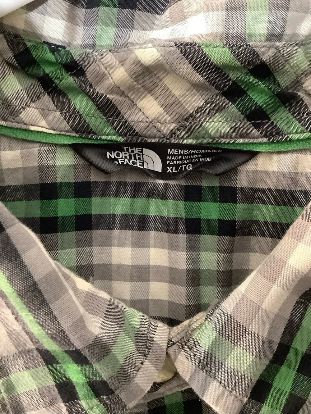 The North Face Men’s Green Plaid Short-Sleeve Button-Up Shirt
